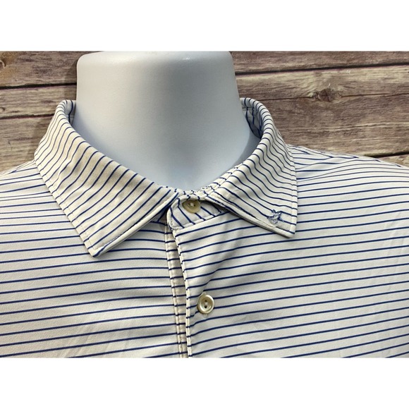 Peter Millar Summer Comfort Performance Golf Shirt Mens M Blue Stripes - Picture 10 of 10